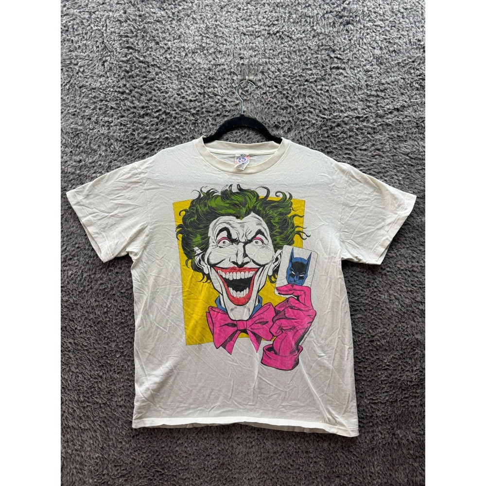 Vintage 1989 Joker Batman DC Comics‎ Graphic Cotton T Shirt White Mens Size L